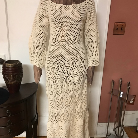 Long Crochet Handmade Cocktail Boho Bohemian Vinta - Picture 1 of 3